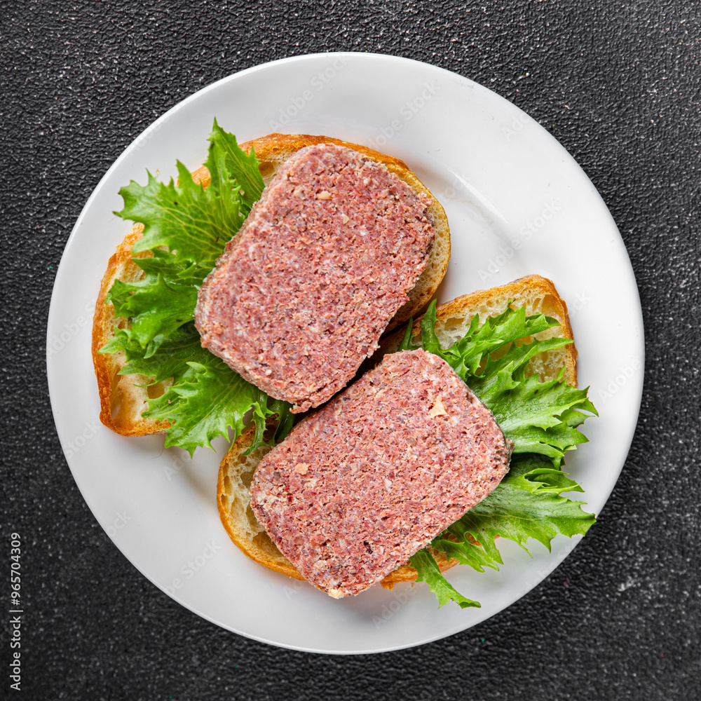 sandwich spam meat fresh meal food snack on the table copy space food background rustic top view sandwich spam meat fresh meal food snack on the table copy space food background rustic top view