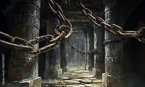 Chains in a Dark, Stone Corridor
