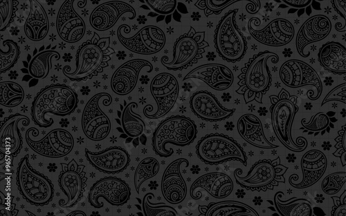 Paisley seamless pattern creative floral decorative ornamental silhouette black theme vector texture fabric textile paper print packaging wrapping background wallpaper