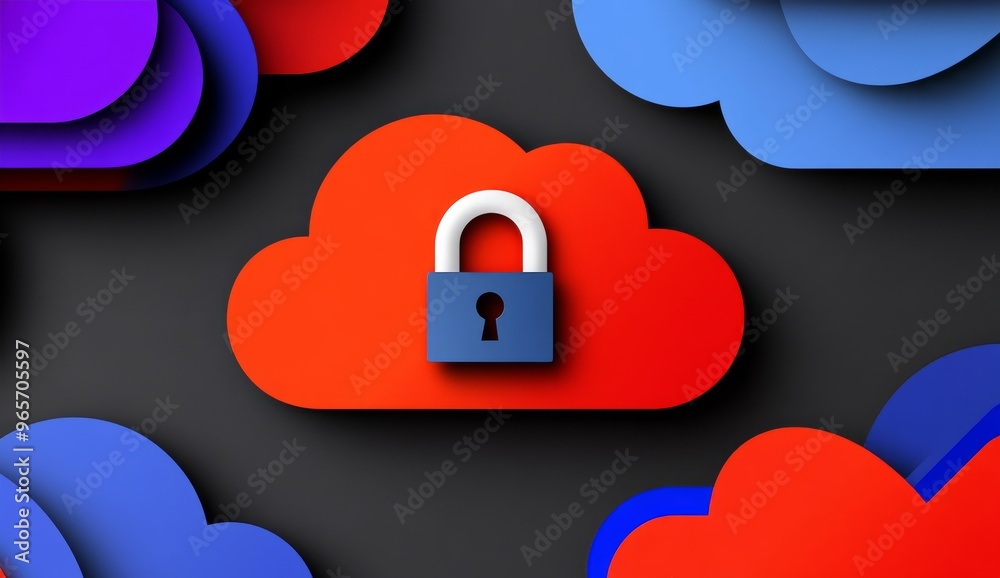 Cloud Security with Circuit Patterns and Padlock Icon Cloud Security with Circuit Patterns and Padlock Icon