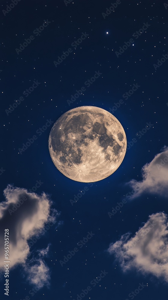 Full moon in a starry night sky with clouds Full moon in a starry night sky with clouds