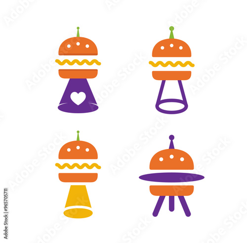 UFO, Burger, Alien Spaceship Logo, Creative Food Design, Unique Sci-Fi Fast Food Icon