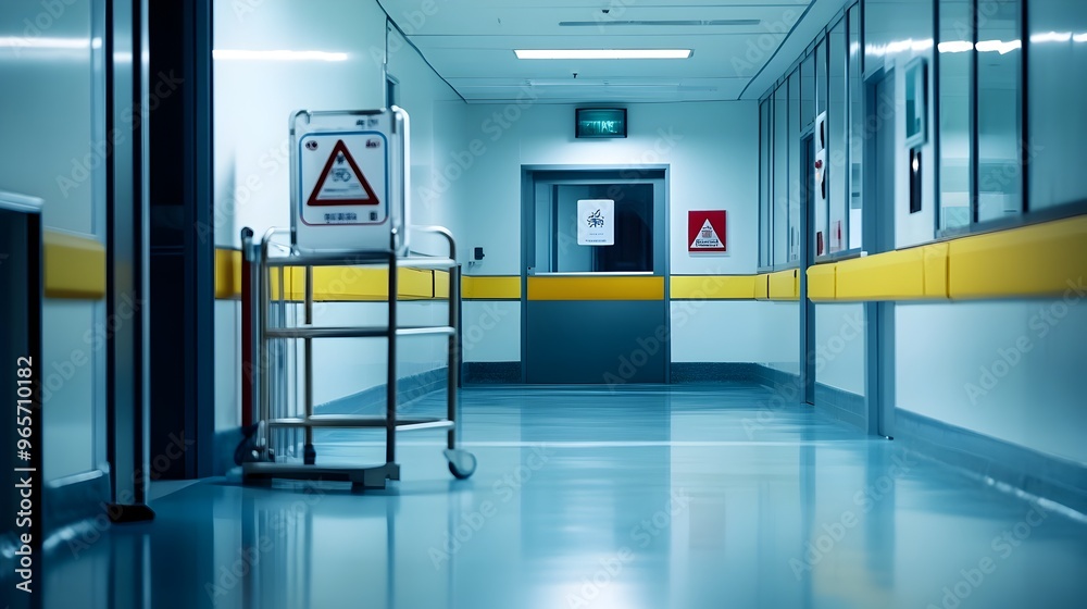 Quarantine Area in Hospital with Clear Monkeypox Isolation Signage Barriers and Ample Copy Space for Text Overlay Quarantine Area in Hospital with Clear Monkeypox Isolation Signage Barriers and Ample Copy Space for Text Overlay