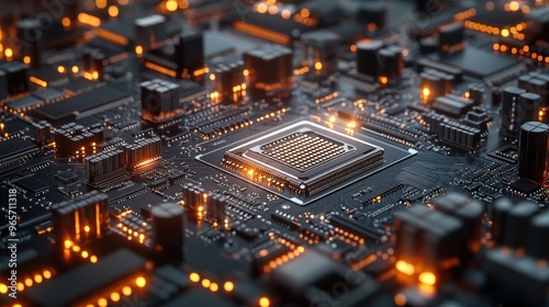 Background board circuit processor technology computer modern cyber machine series background wallpaper AI generated image