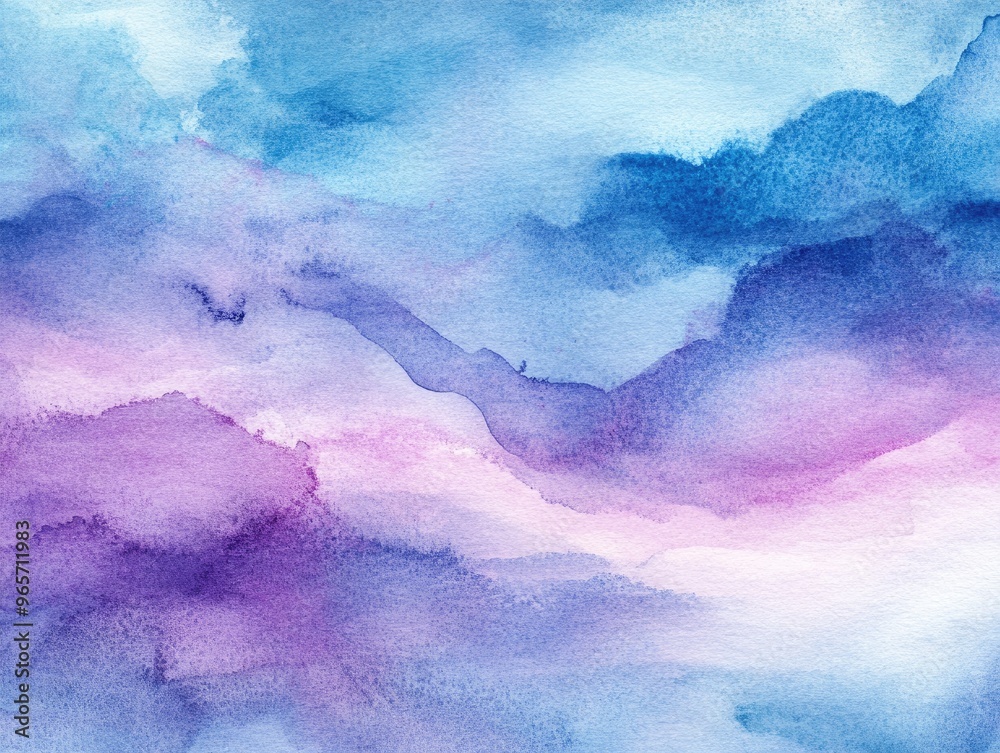 Fantasy watercolor background featuring light blue and purple shades Textured canvas suitable for design greeting cards and templates Multicolored handcrafted illustration Fantasy watercolor background featuring light blue and purple shades Textured canvas suitable for design greeting cards and templates Multicolored handcrafted illustration
