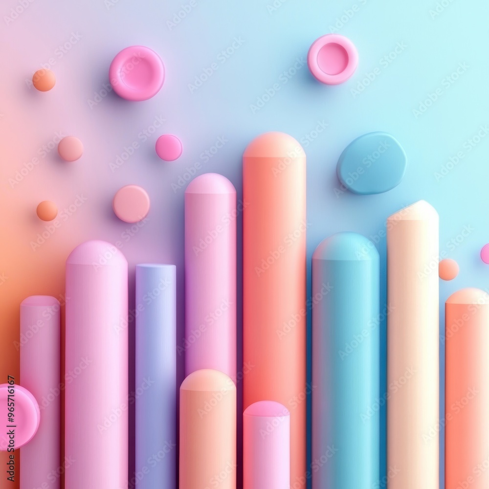 A vibrant composition of colorful cylindrical shapes against a soft gradient background, perfect for modern design projects. A vibrant composition of colorful cylindrical shapes against a soft gradient background, perfect for modern design projects.