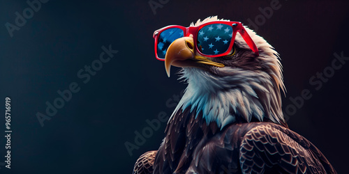 Bald Eagle Wearing Patriotic Sunglasses