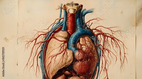 representation of the human vena cava and its connection to the heart photo