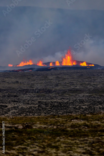August 22 2024 eruption on the Reykjanes peninsula in Iceland at night