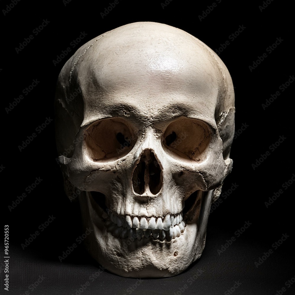 Obraz premium Human skull on black background