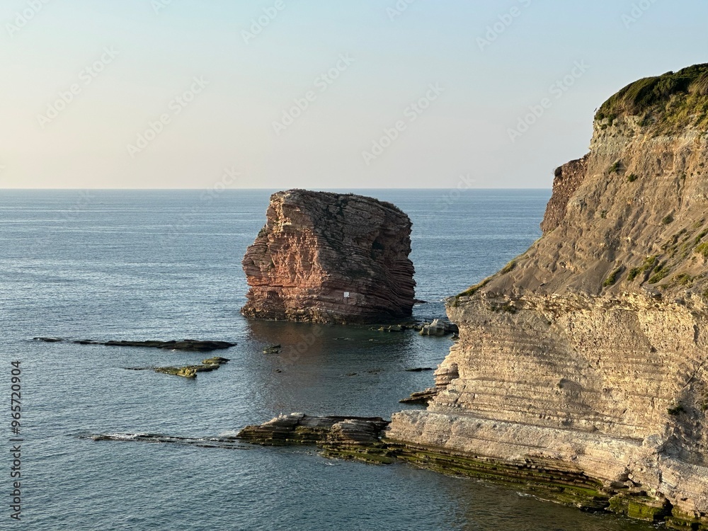 Les Deux Jumeaux rocks in the water of the Atlantic Ocean near Hendaye, Nouvelle-Aquitaine, France, June 2023
