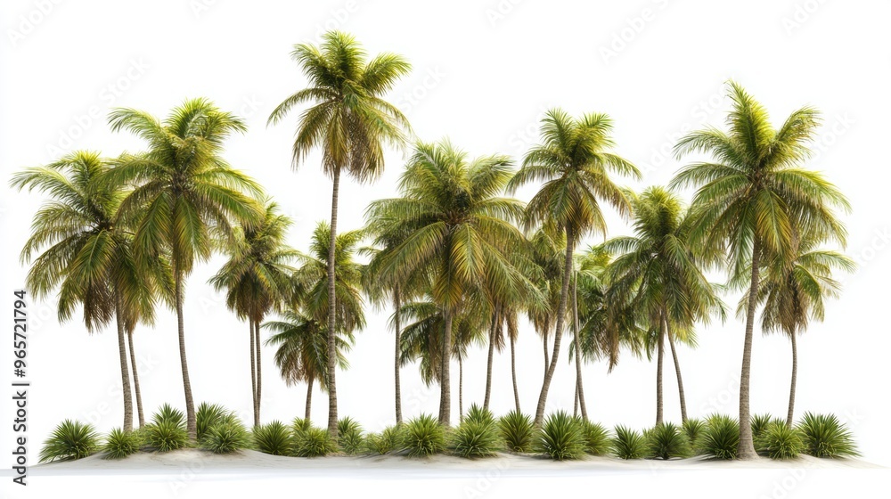 Vector illustration of coconut tree with leaf closeup view Vector illustration of coconut tree with leaf closeup view