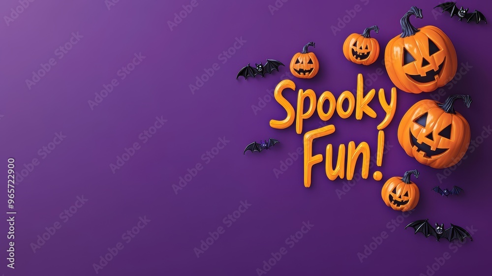 Spooky Fun Halloween Pumpkins and Bats Design Spooky Fun Halloween Pumpkins and Bats Design