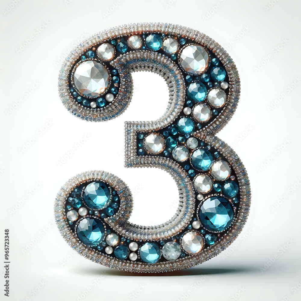 Obraz premium Digit 3 with gemstones