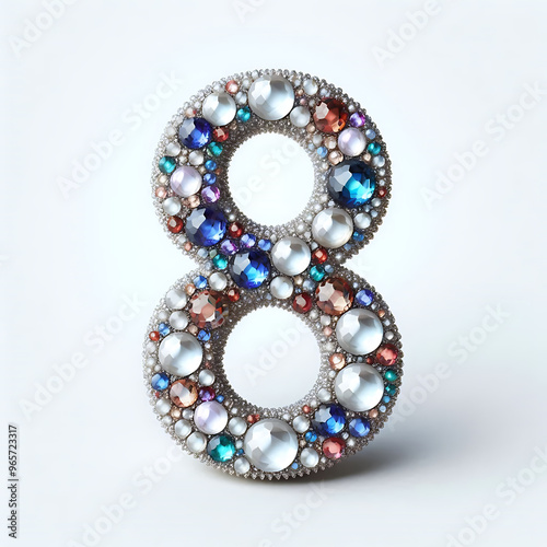 Digit 8 with gemstones