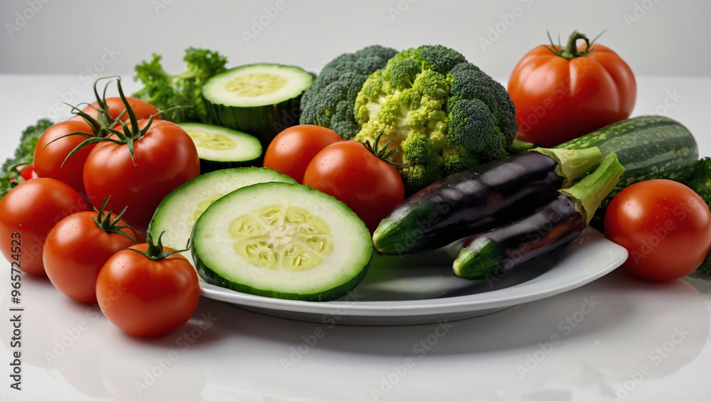 Fresh vegetables on a white plate Fresh vegetables on a white plate