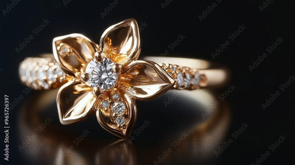 Fototapeta premium Diamond flower ring, a symbol of love