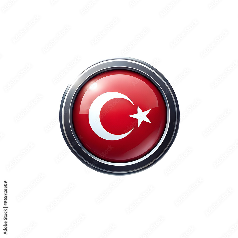 Iconic Turkey flag emblem with a glossy finish Iconic Turkey flag emblem with a glossy finish