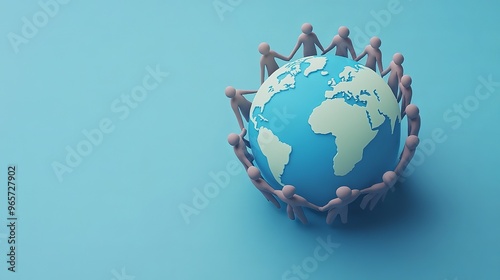 Hand-in-Hand Across the Globe: A 3D Symbol of Global Unity, Peace, and Human Connection on a Blue Planet