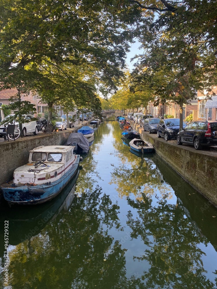 Naklejka premium boats on the canal