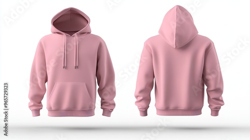 Soft pink hoodie front and back view with clean design on plain background