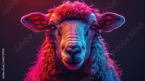 Vibrant Sheep Pop Art Portrait in Vector Illustration