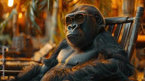 Chillaxing Gorilla: Fun Spa Resort Concept with Palm Trees and Beach - Realistic 3D Animation