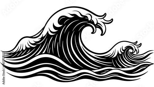 Vector illustration of dynamic water waves with fluid curves, perfect for designs or backgrounds.