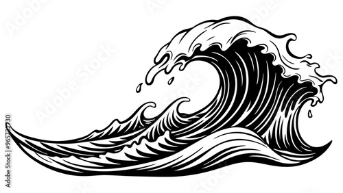 Vector illustration of dynamic water waves with fluid curves, perfect for designs or backgrounds.