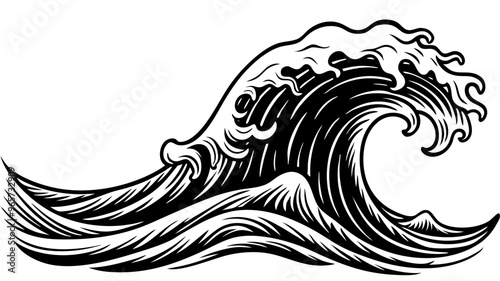 Vector illustration of dynamic water waves with fluid curves, perfect for designs or backgrounds.