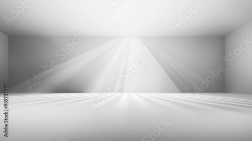 Contemporary Product Showcase with Elegant Soft Gray Gradients and Radiant Light Rays on a Pure White Background. Ideal for Studio or E-commerce Presentations.