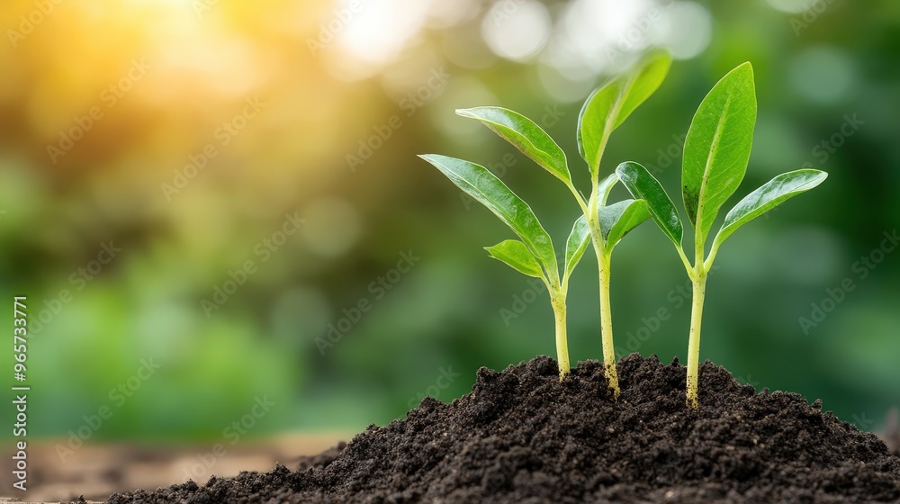 Nurturing New Life: The Beauty of Sprouting Plants Under Warm Sunlight in Green Surroundings Nurturing New Life: The Beauty of Sprouting Plants Under Warm Sunlight in Green Surroundings