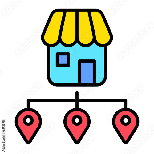 Branch Location icon, bussines franchise