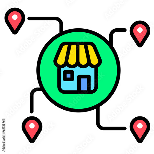 Branch Location icon, bussines franchise
