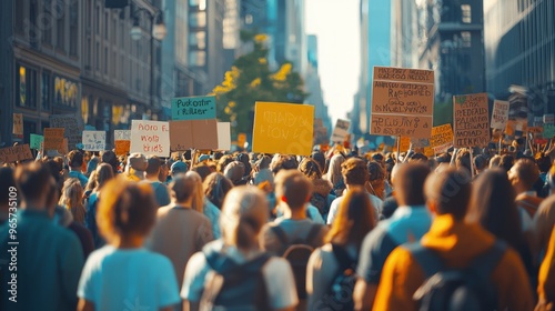Wallpaper Mural Crowd of people protesting in the streets with various banners and signs Torontodigital.ca
