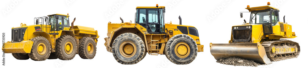 The background of a transparent image shows two heavy wheeled tractors, an excavator, and other construction machinery The background of a transparent image shows two heavy wheeled tractors, an excavator, and other construction machinery