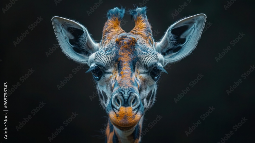 Obraz premium Graceful Giraffe: Close-Up of Majestic Head and Face
