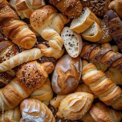 Assorted homemade organic fresh-baked pastries on a wooden board