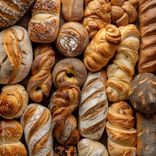 Assorted homemade organic fresh-baked pastries on a wooden board