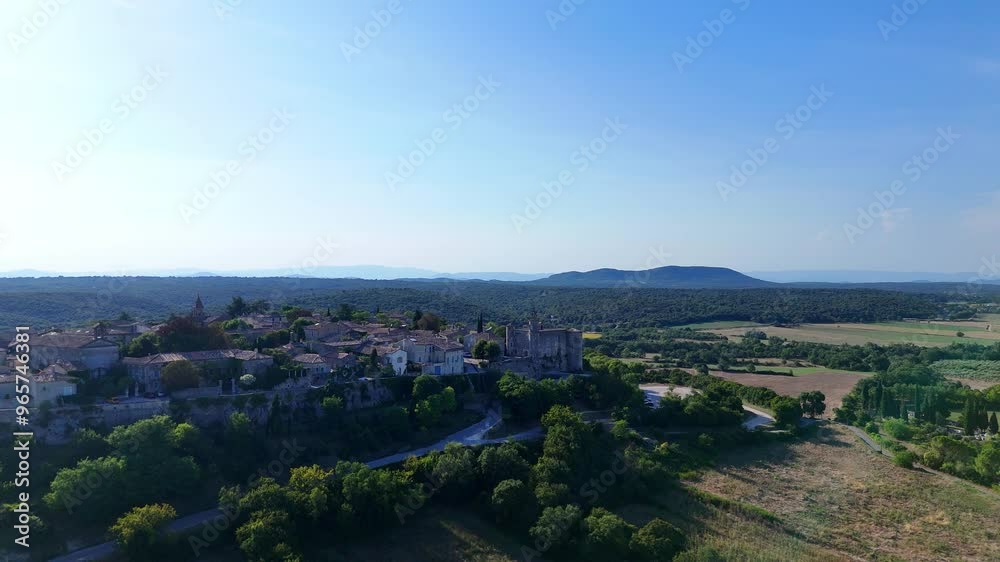 Aerial View of Village and Distant Hills Aerial View of Village and Distant Hills