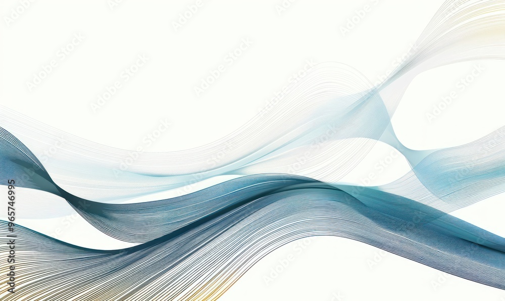 Obraz premium Abstract flowing lines in blue and white on a light background. Dynamic wave design for posters and wallpapers.