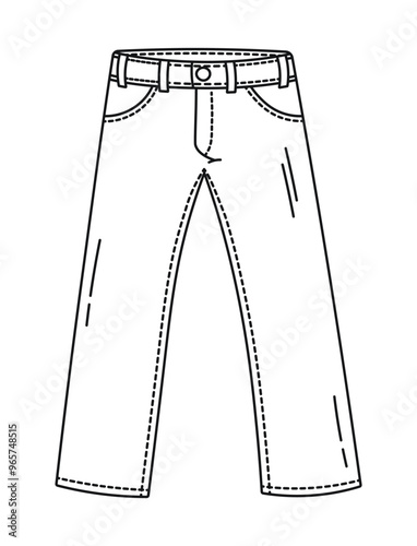 Sketch of jeans, outline of a clothing item