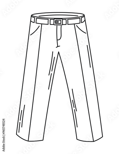 Sketch of trousers with a belt, outline of an element of clothing