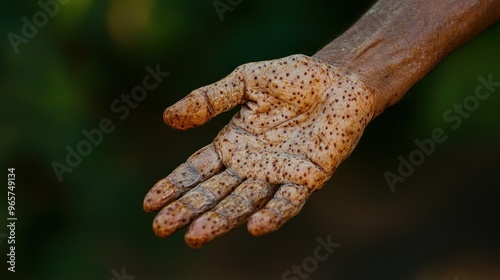 Close-Up of a Hand Covered in Brown Spots