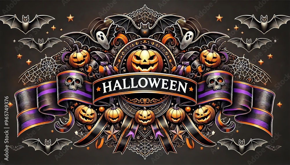 Obraz premium ハロウィン シンボル 背景