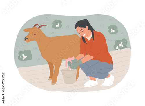 Organic goat milk isolated cartoon vector illustrations.