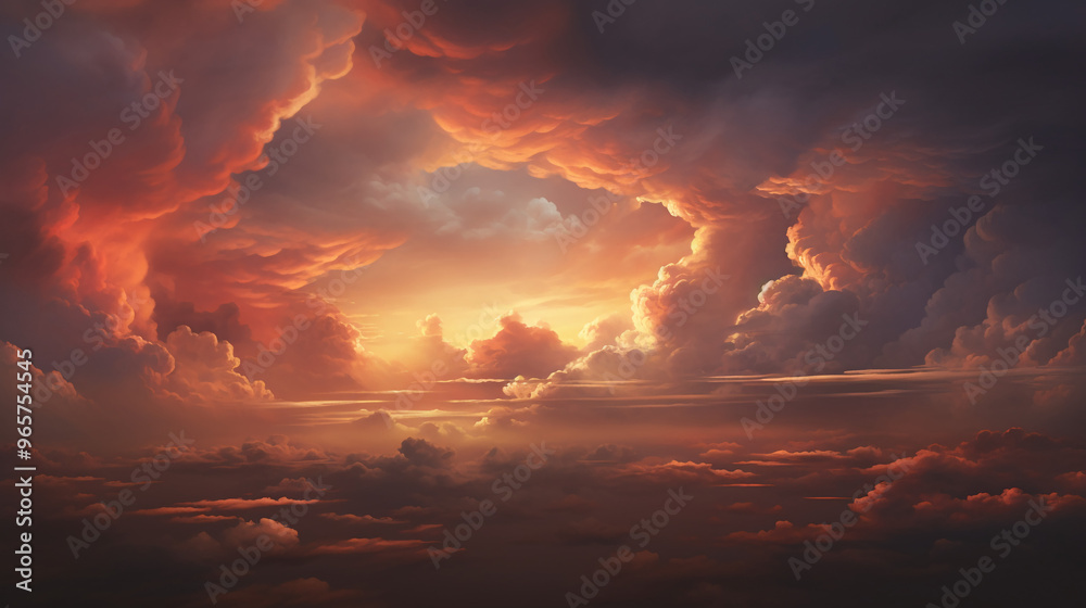 Fototapeta premium sunset sky with orange and pink clouds