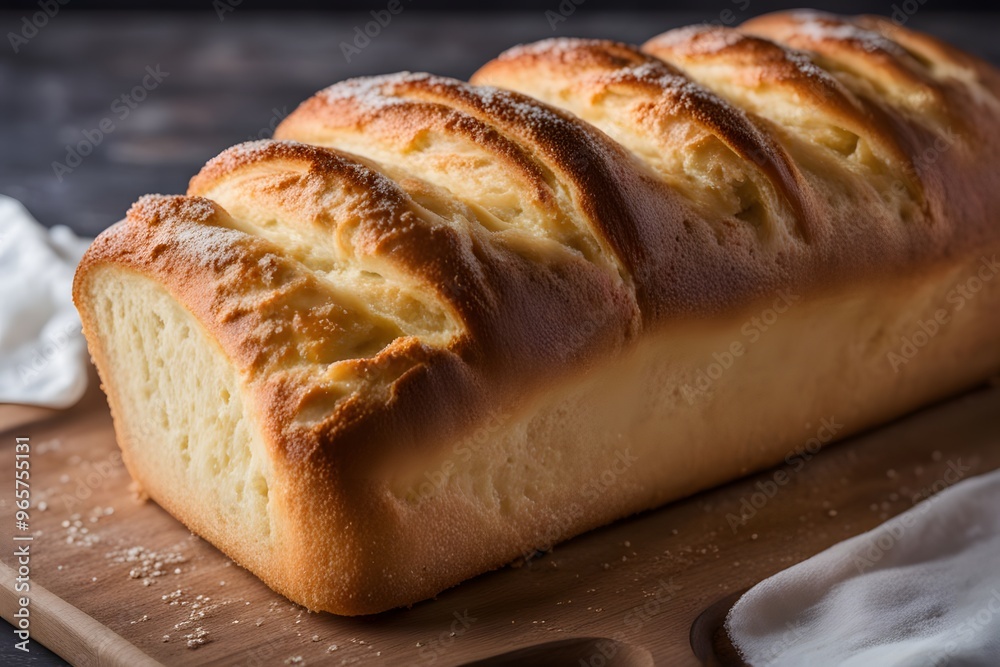 A golden loaf of french pain viennois with a soft and buttery crumb, AI Generated