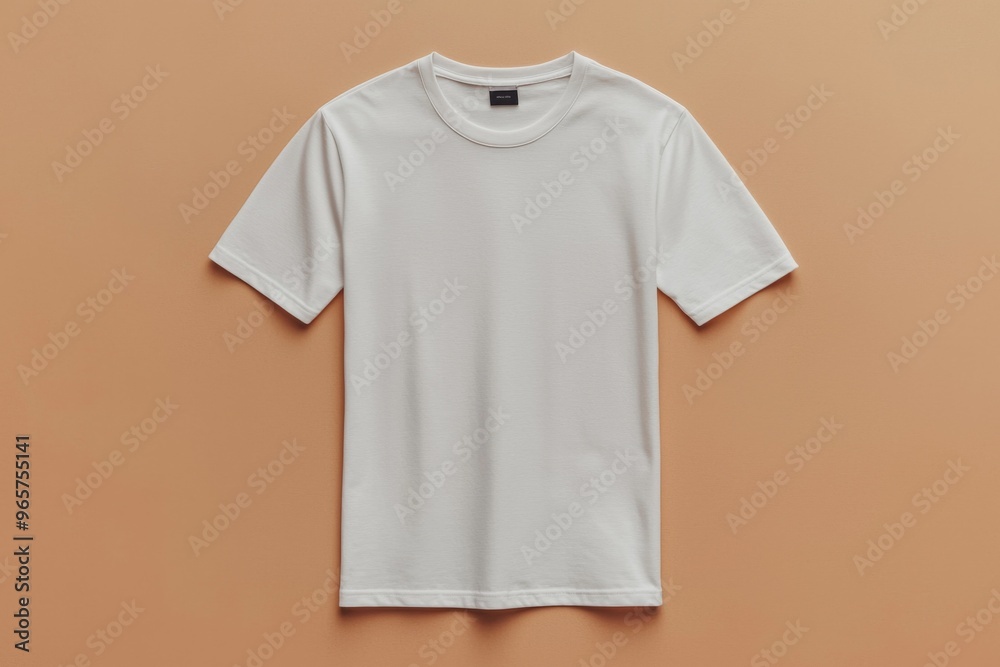 Simple Tshirt Flatlay mockup in beige background created with generative AI Simple Tshirt Flatlay mockup in beige background created with generative AI