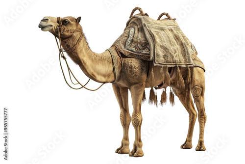 brown camel looking isolated on white.